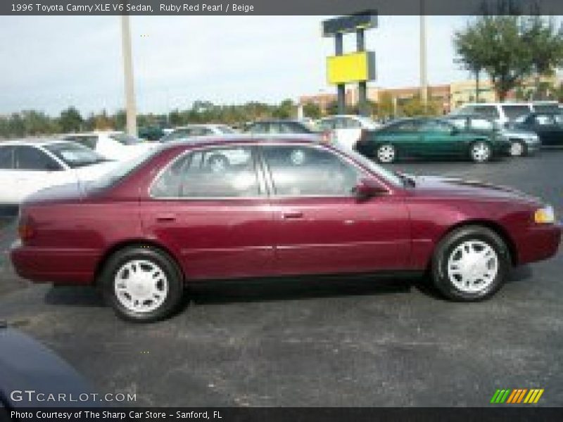 Ruby Red Pearl / Beige 1996 Toyota Camry XLE V6 Sedan