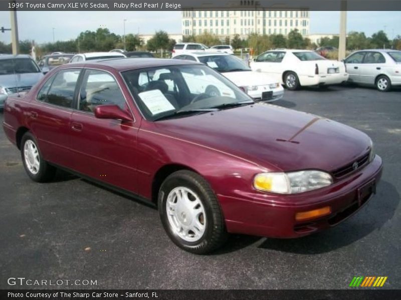Ruby Red Pearl / Beige 1996 Toyota Camry XLE V6 Sedan