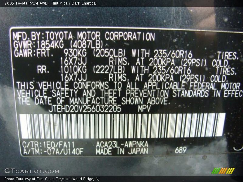 Flint Mica / Dark Charcoal 2005 Toyota RAV4 4WD
