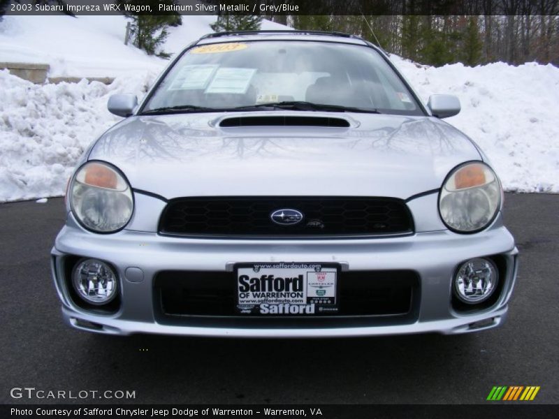 Platinum Silver Metallic / Grey/Blue 2003 Subaru Impreza WRX Wagon
