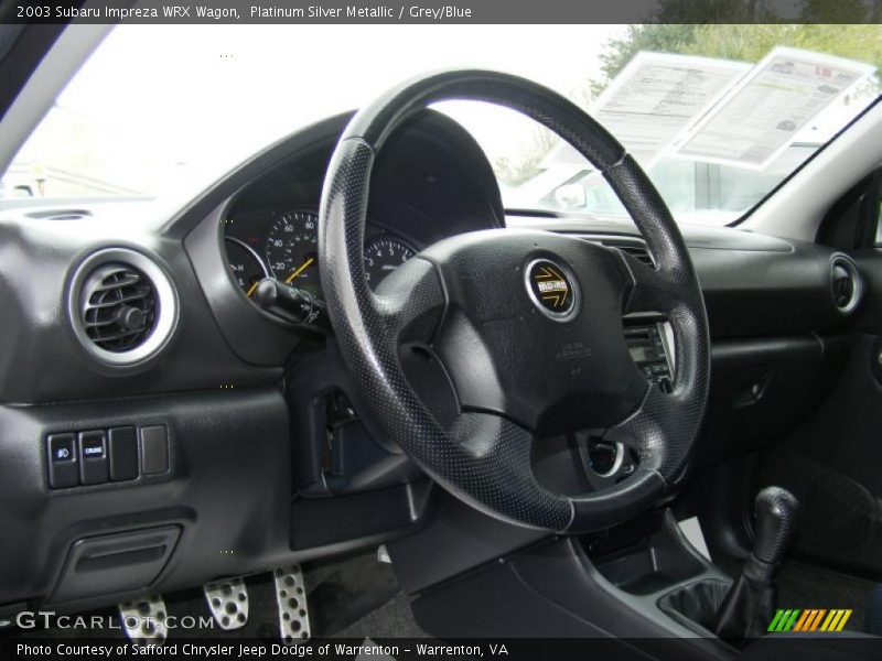 Platinum Silver Metallic / Grey/Blue 2003 Subaru Impreza WRX Wagon