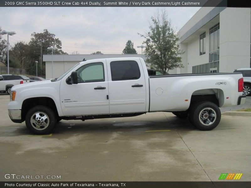 Summit White / Very Dark Cashmere/Light Cashmere 2009 GMC Sierra 3500HD SLT Crew Cab 4x4 Dually