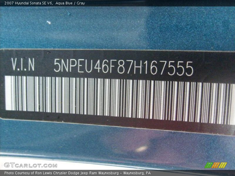 Aqua Blue / Gray 2007 Hyundai Sonata SE V6
