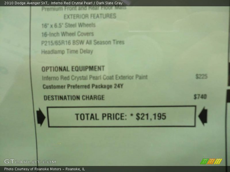Inferno Red Crystal Pearl / Dark Slate Gray 2010 Dodge Avenger SXT