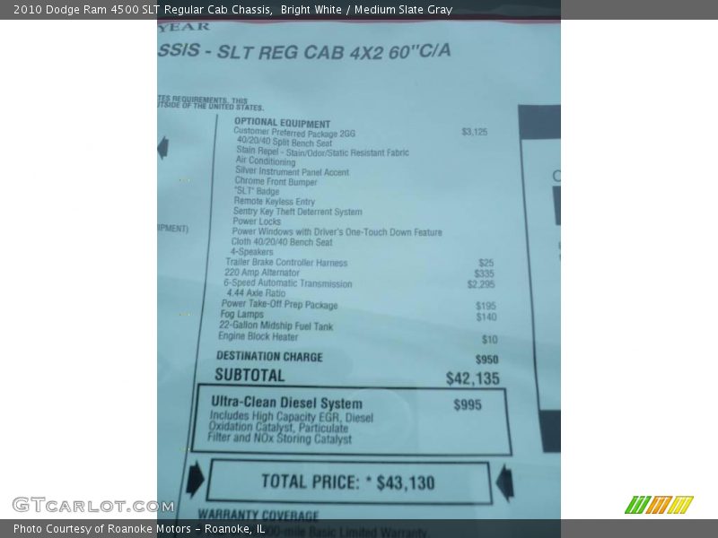 Bright White / Medium Slate Gray 2010 Dodge Ram 4500 SLT Regular Cab Chassis