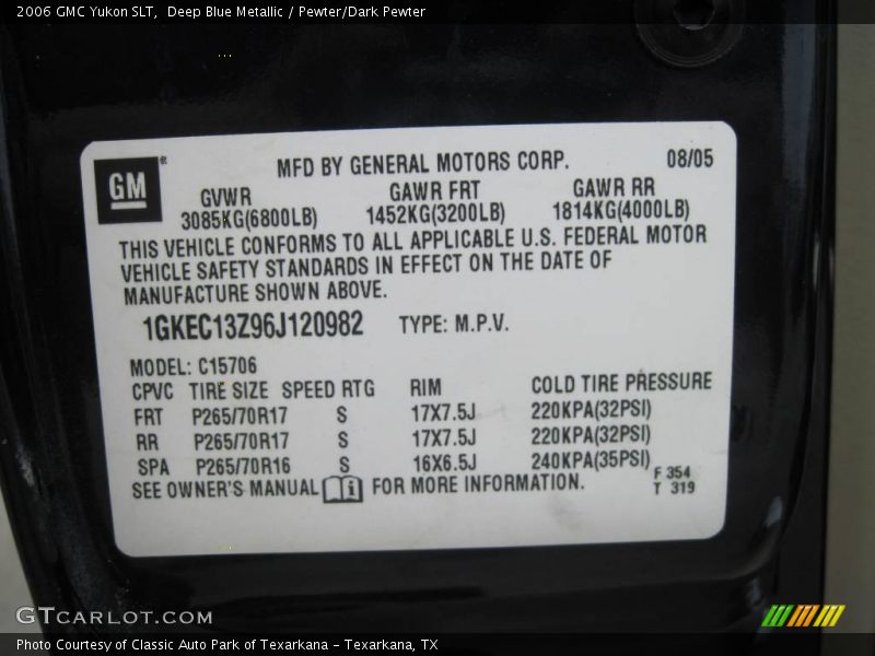 Deep Blue Metallic / Pewter/Dark Pewter 2006 GMC Yukon SLT