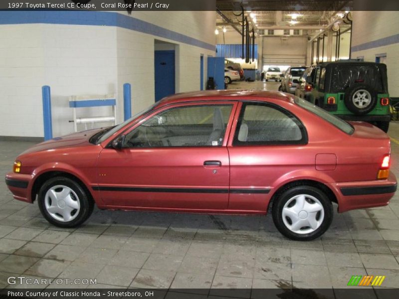 Coral Rose Pearl / Gray 1997 Toyota Tercel CE Coupe