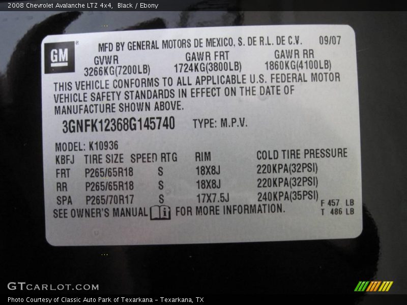 Black / Ebony 2008 Chevrolet Avalanche LTZ 4x4