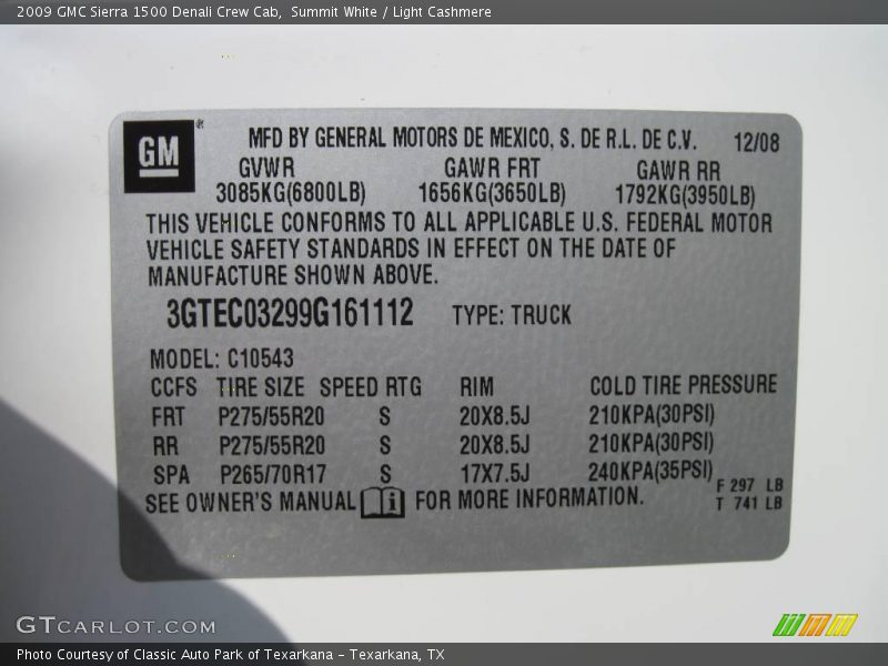 Summit White / Light Cashmere 2009 GMC Sierra 1500 Denali Crew Cab