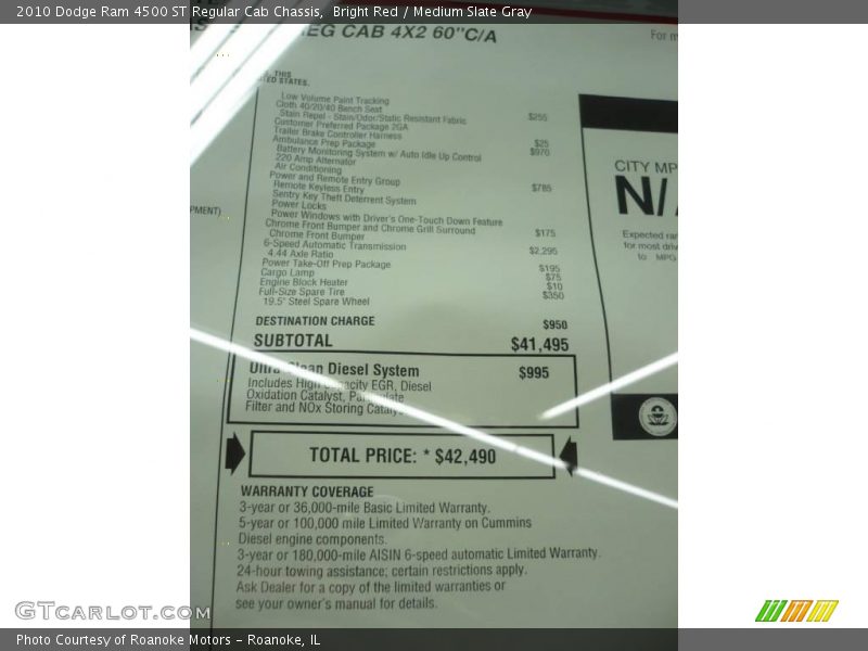 Bright Red / Medium Slate Gray 2010 Dodge Ram 4500 ST Regular Cab Chassis