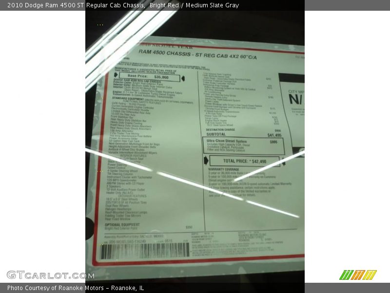 Bright Red / Medium Slate Gray 2010 Dodge Ram 4500 ST Regular Cab Chassis