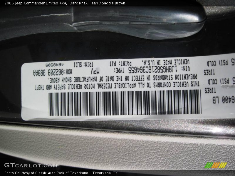 Dark Khaki Pearl / Saddle Brown 2006 Jeep Commander Limited 4x4