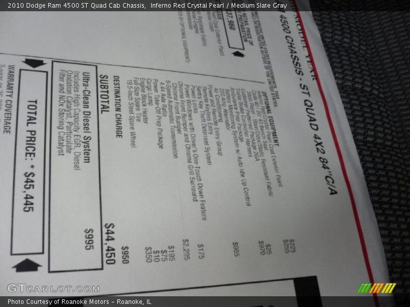 Inferno Red Crystal Pearl / Medium Slate Gray 2010 Dodge Ram 4500 ST Quad Cab Chassis