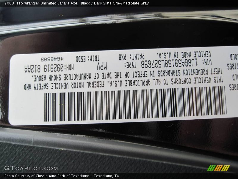 Black / Dark Slate Gray/Med Slate Gray 2008 Jeep Wrangler Unlimited Sahara 4x4
