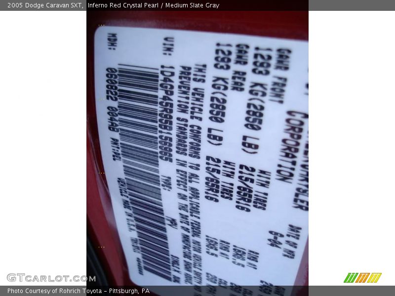 Inferno Red Crystal Pearl / Medium Slate Gray 2005 Dodge Caravan SXT