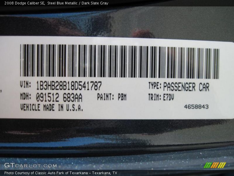 Steel Blue Metallic / Dark Slate Gray 2008 Dodge Caliber SE