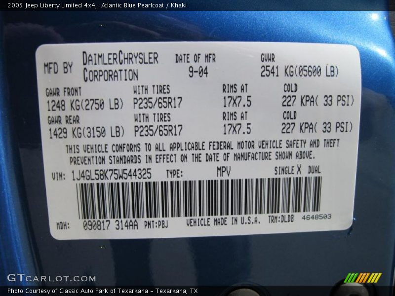 Atlantic Blue Pearlcoat / Khaki 2005 Jeep Liberty Limited 4x4