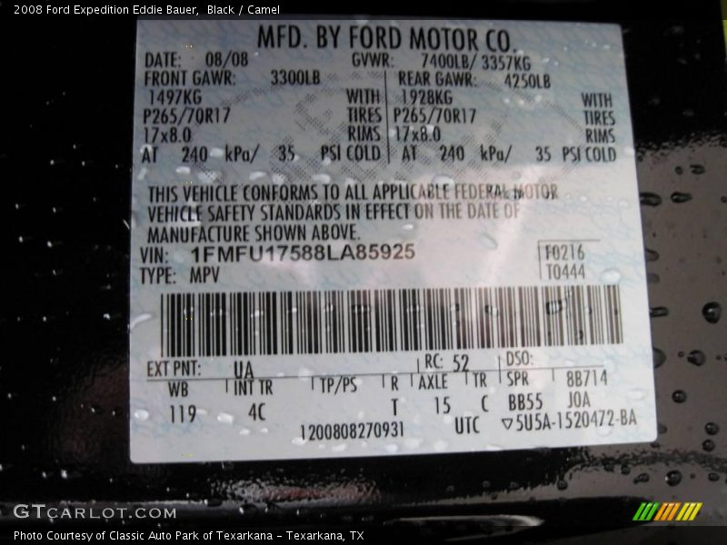 Black / Camel 2008 Ford Expedition Eddie Bauer