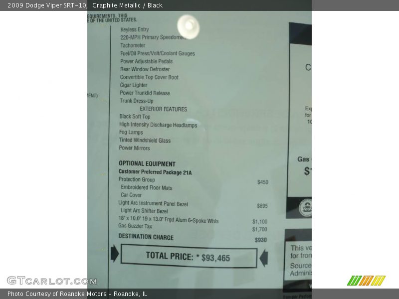 Graphite Metallic / Black 2009 Dodge Viper SRT-10