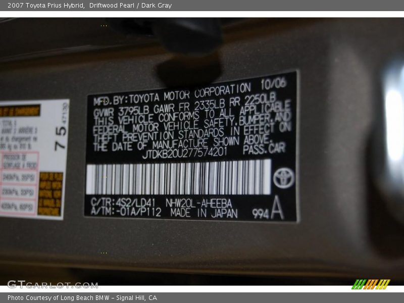 Driftwood Pearl / Dark Gray 2007 Toyota Prius Hybrid