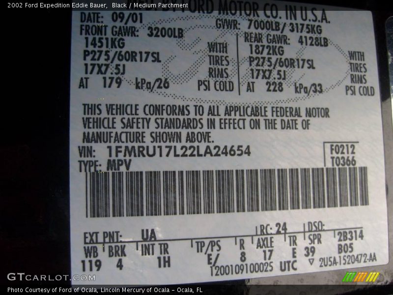 Black / Medium Parchment 2002 Ford Expedition Eddie Bauer
