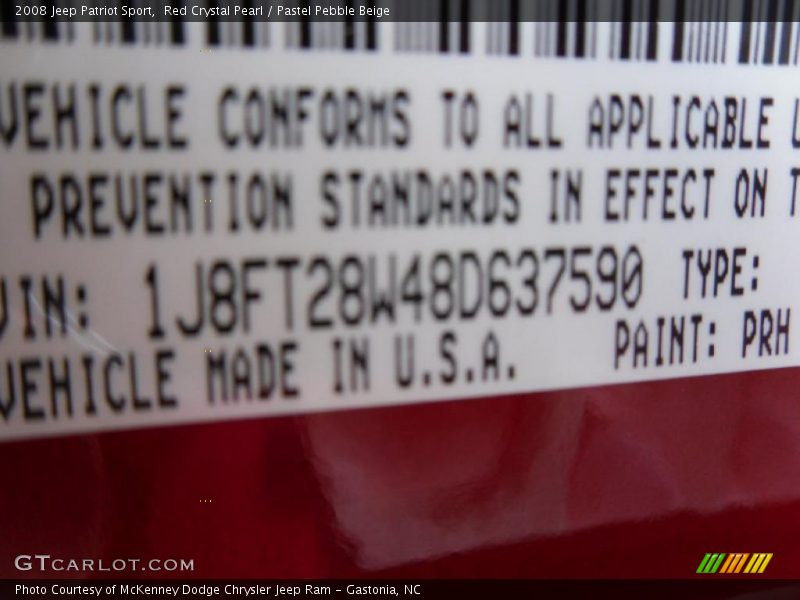 Red Crystal Pearl / Pastel Pebble Beige 2008 Jeep Patriot Sport