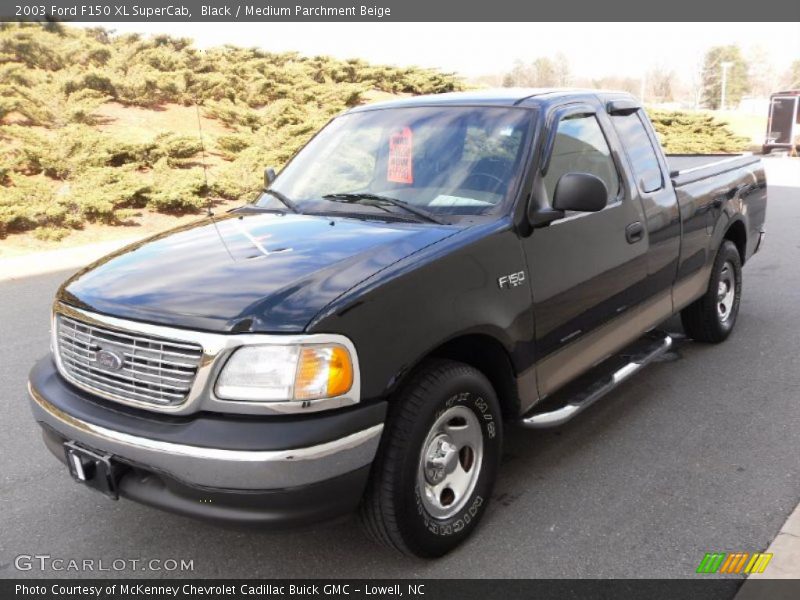 Black / Medium Parchment Beige 2003 Ford F150 XL SuperCab