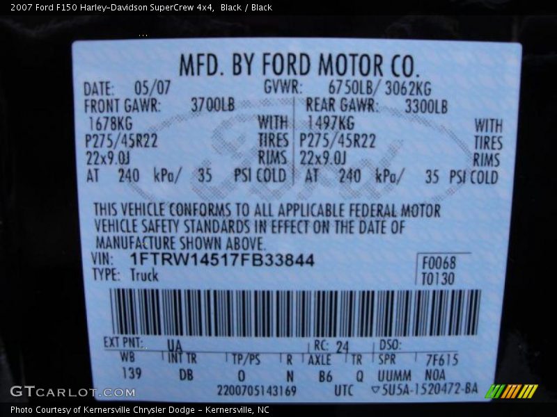 Black / Black 2007 Ford F150 Harley-Davidson SuperCrew 4x4