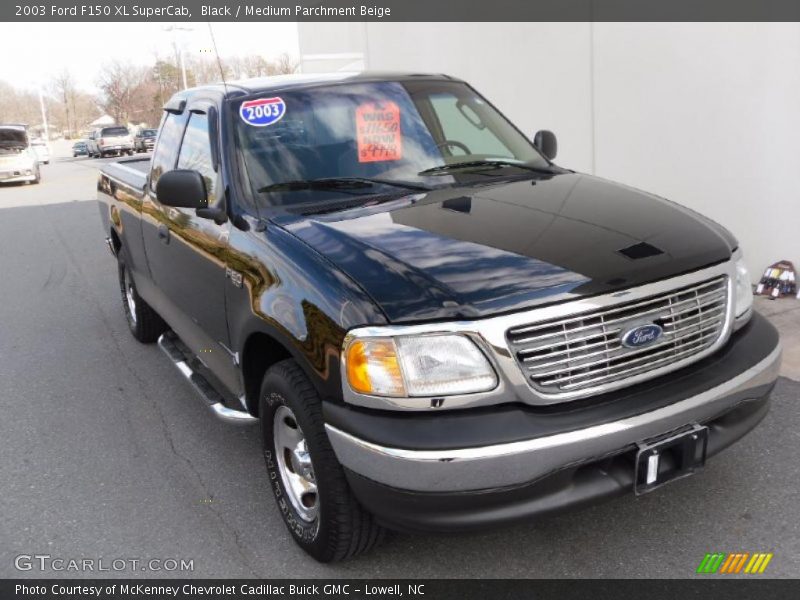 Black / Medium Parchment Beige 2003 Ford F150 XL SuperCab