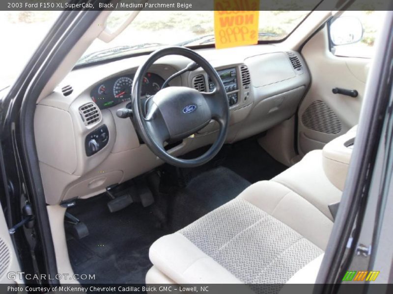 Black / Medium Parchment Beige 2003 Ford F150 XL SuperCab