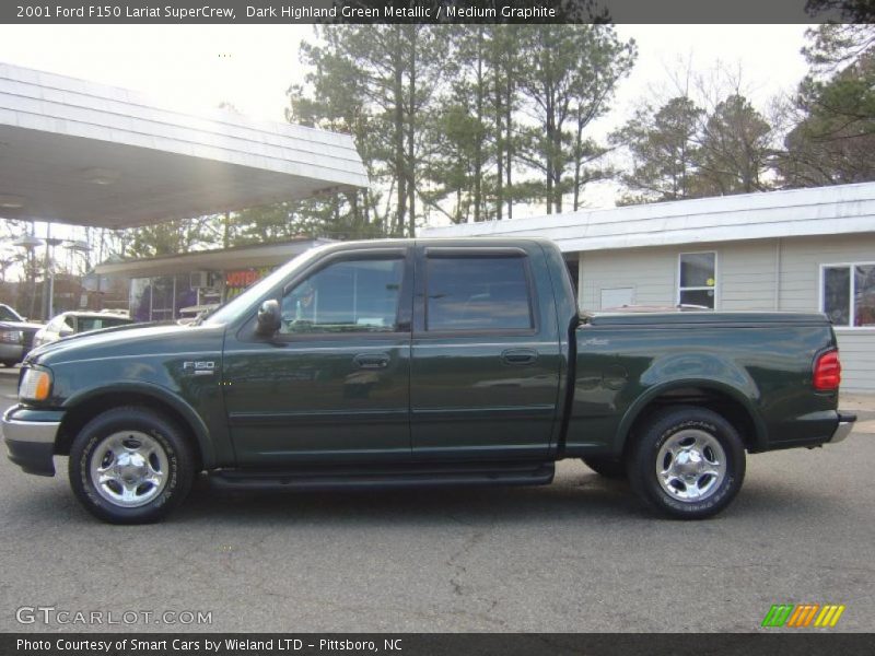 Dark Highland Green Metallic / Medium Graphite 2001 Ford F150 Lariat SuperCrew