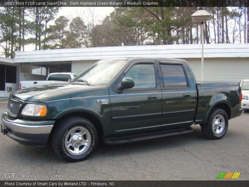 Dark Highland Green Metallic / Medium Graphite 2001 Ford F150 Lariat SuperCrew