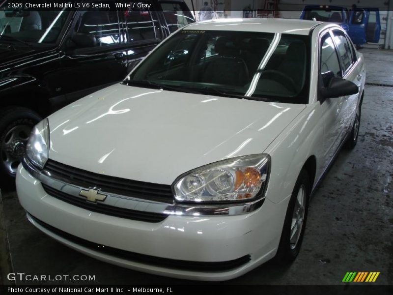 White / Gray 2005 Chevrolet Malibu LS V6 Sedan