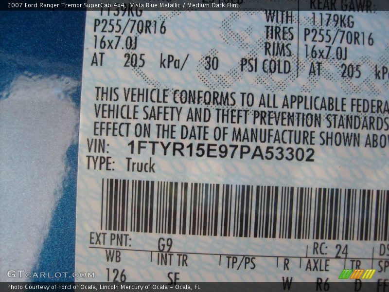 Vista Blue Metallic / Medium Dark Flint 2007 Ford Ranger Tremor SuperCab 4x4