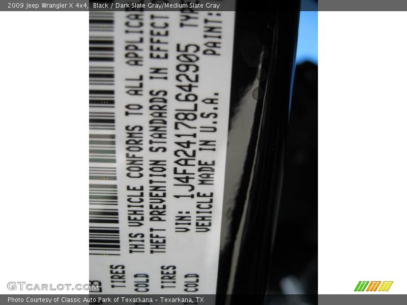 Black / Dark Slate Gray/Medium Slate Gray 2009 Jeep Wrangler X 4x4