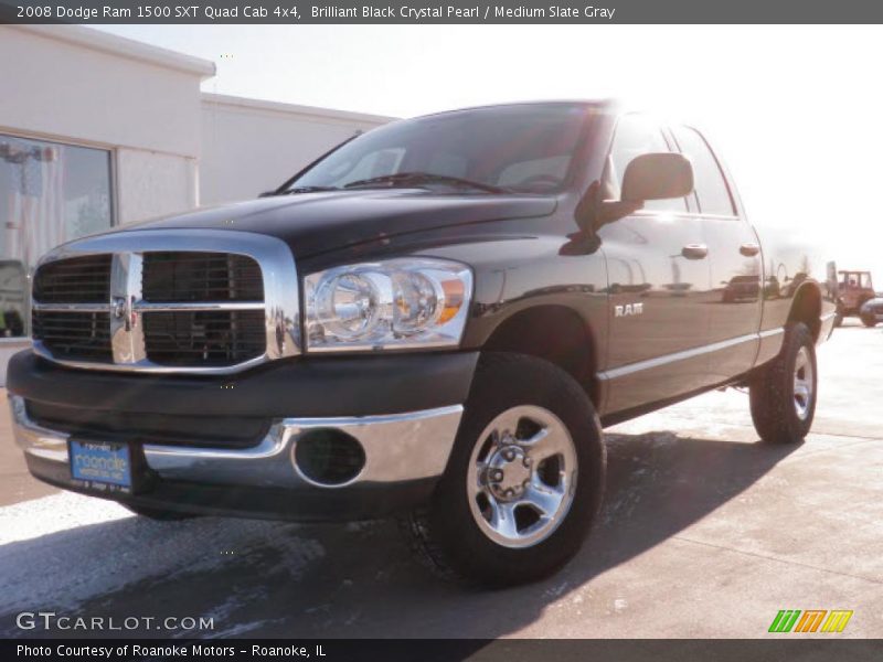 Brilliant Black Crystal Pearl / Medium Slate Gray 2008 Dodge Ram 1500 SXT Quad Cab 4x4