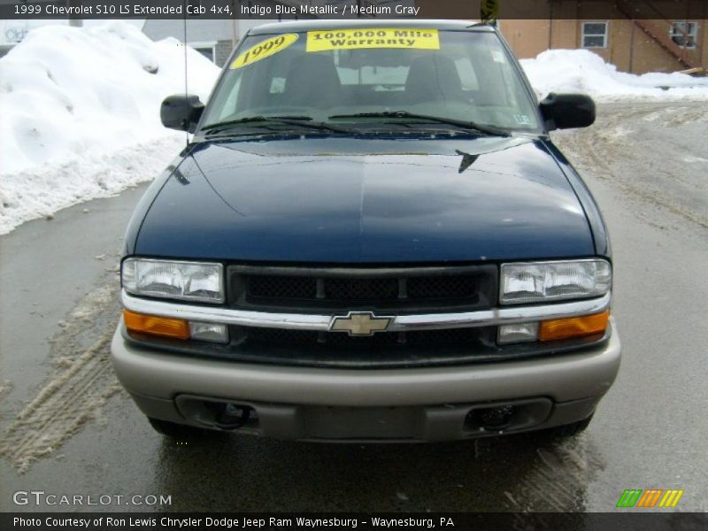 Indigo Blue Metallic / Medium Gray 1999 Chevrolet S10 LS Extended Cab 4x4