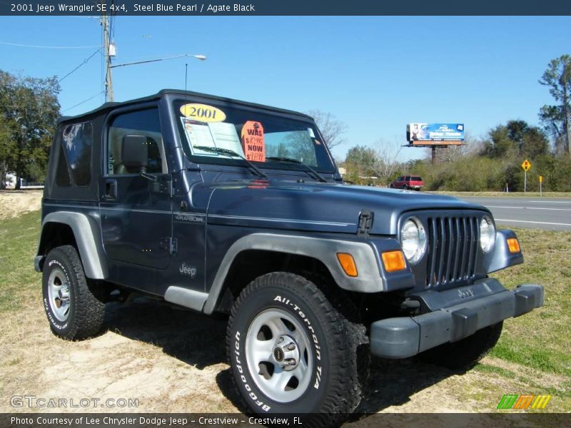 Steel Blue Pearl / Agate Black 2001 Jeep Wrangler SE 4x4