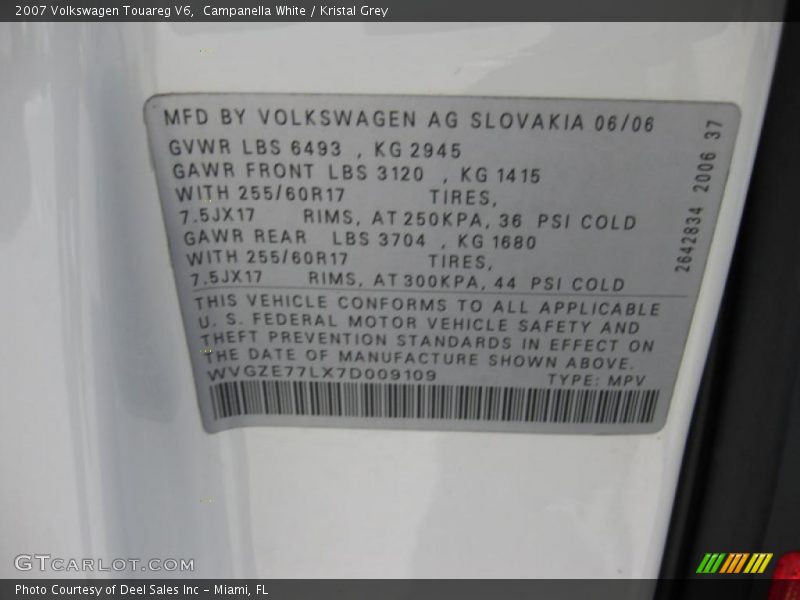 Campanella White / Kristal Grey 2007 Volkswagen Touareg V6