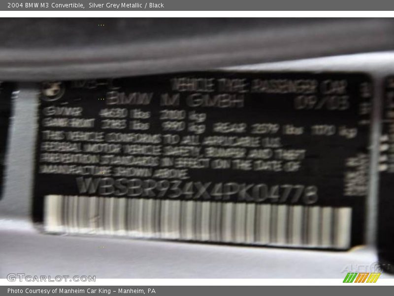 Silver Grey Metallic / Black 2004 BMW M3 Convertible