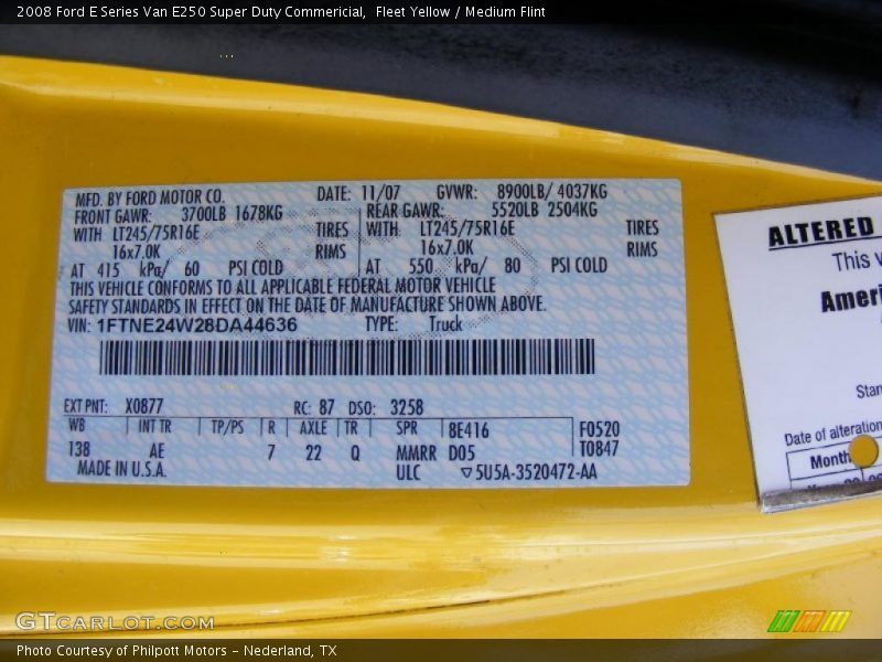 Fleet Yellow / Medium Flint 2008 Ford E Series Van E250 Super Duty Commericial