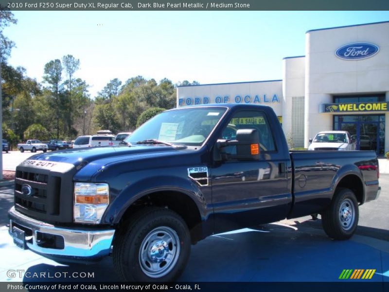 Dark Blue Pearl Metallic / Medium Stone 2010 Ford F250 Super Duty XL Regular Cab