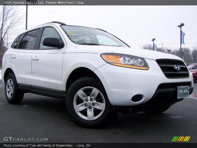 Powder White Pearl / Gray 2009 Hyundai Santa Fe GLS