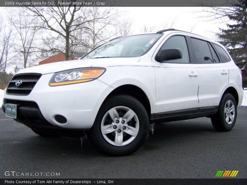 Powder White Pearl / Gray 2009 Hyundai Santa Fe GLS