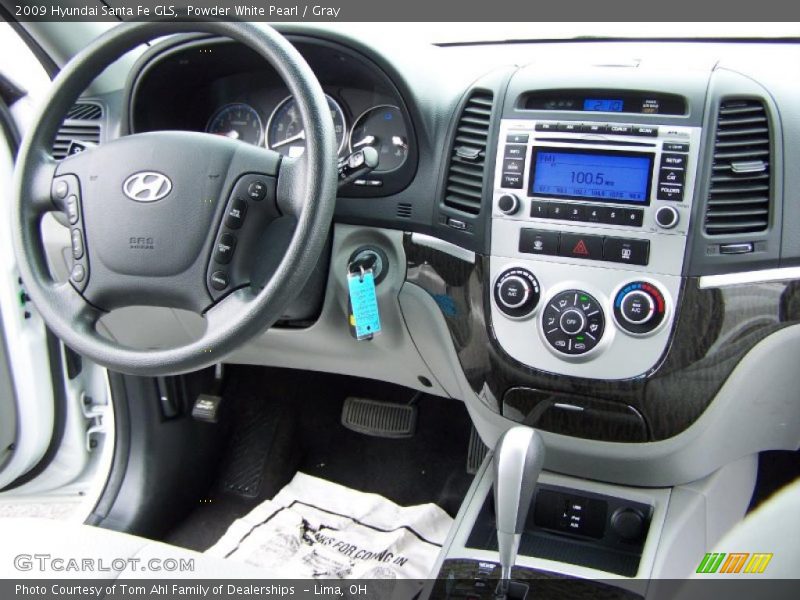 Powder White Pearl / Gray 2009 Hyundai Santa Fe GLS