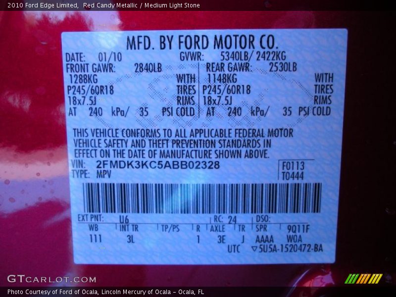 Red Candy Metallic / Medium Light Stone 2010 Ford Edge Limited