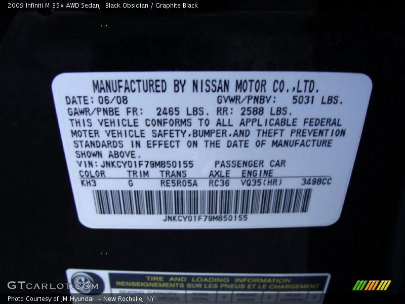 Black Obsidian / Graphite Black 2009 Infiniti M 35x AWD Sedan