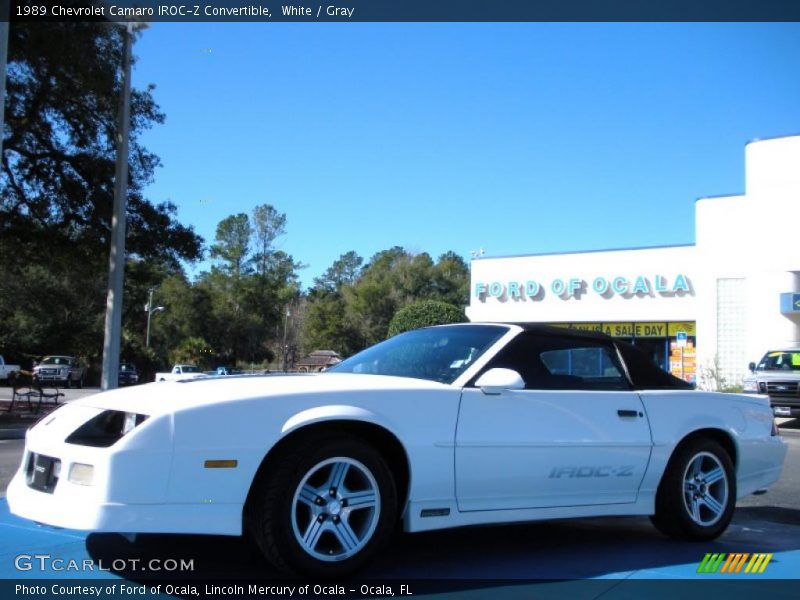 White / Gray 1989 Chevrolet Camaro IROC-Z Convertible