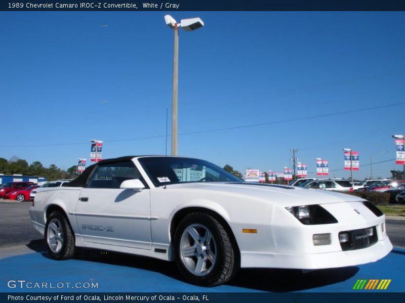 White / Gray 1989 Chevrolet Camaro IROC-Z Convertible