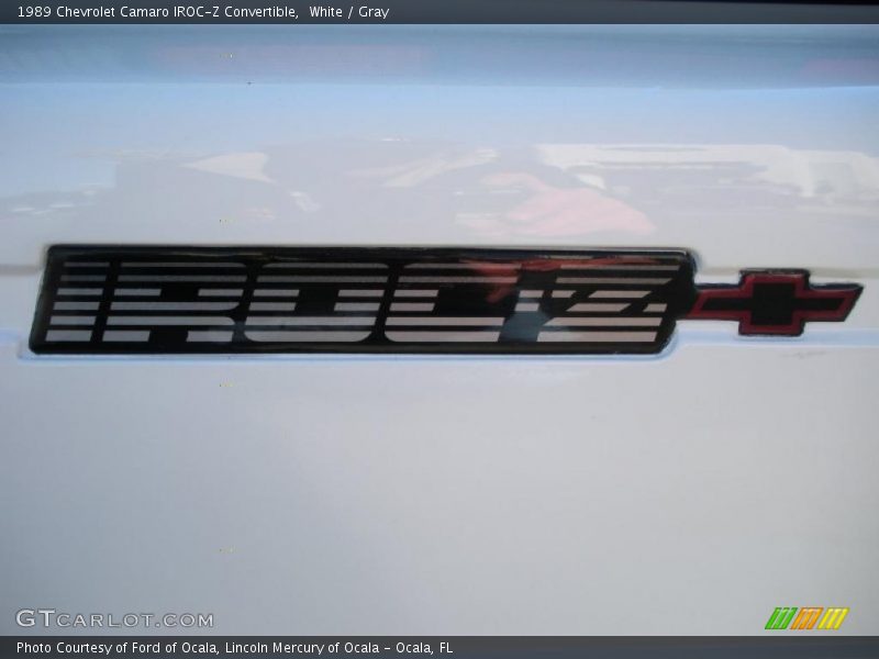 White / Gray 1989 Chevrolet Camaro IROC-Z Convertible